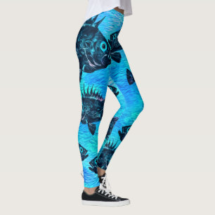 Retirada Estilizada Em Azul - Leggings