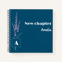 Retiretos monogramas nome floral azul escuro