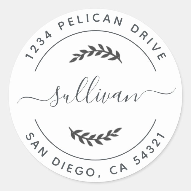 Retornar o adesivo redondo de endereço (Frente)