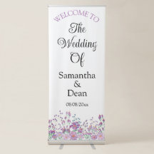 Sinal de boas-vindas do casamento com banner retrá