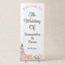 Sinal de boas-vindas do casamento com banner retrá