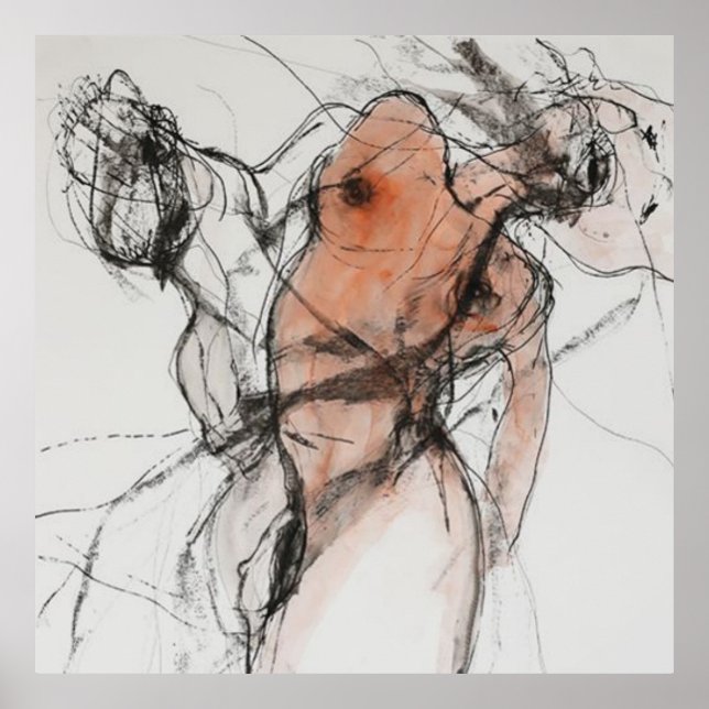 retrato, abstração, aquarela, poster de arte (Frente)