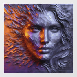 Retrato Abstrato da face da mulher - 3D gravado