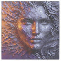 Retrato Abstrato da face da mulher - 3D gravado