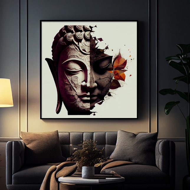 Retrato abstrato de Buda | Poster de Arte Digital (Abstract Portrait of Buddha | Digital Art Poster)