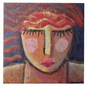 Retrato Abstrato de Cabelo Vermelho de uma Mulher
