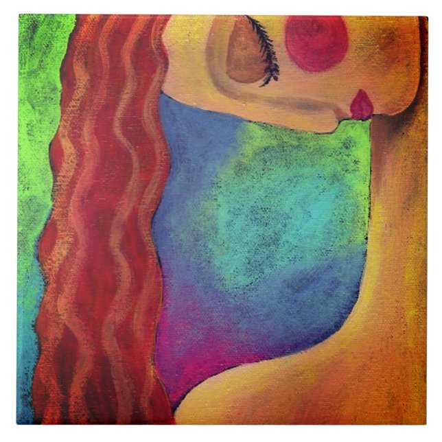 Retrato Abstrato de uma Mulher com Cabelo Ruivo On (Frente)