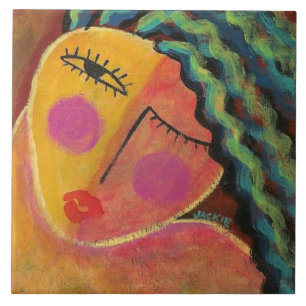 Retrato Abstrato de uma Mulher com Cabelo Selvagem