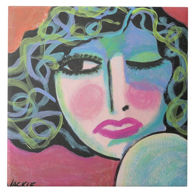 Retrato Abstrato de uma Mulher com Cachos (Frente)