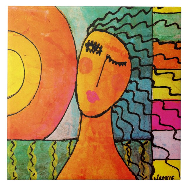 Retrato Abstrato do Nascer do Sol de uma Mulher (Frente)