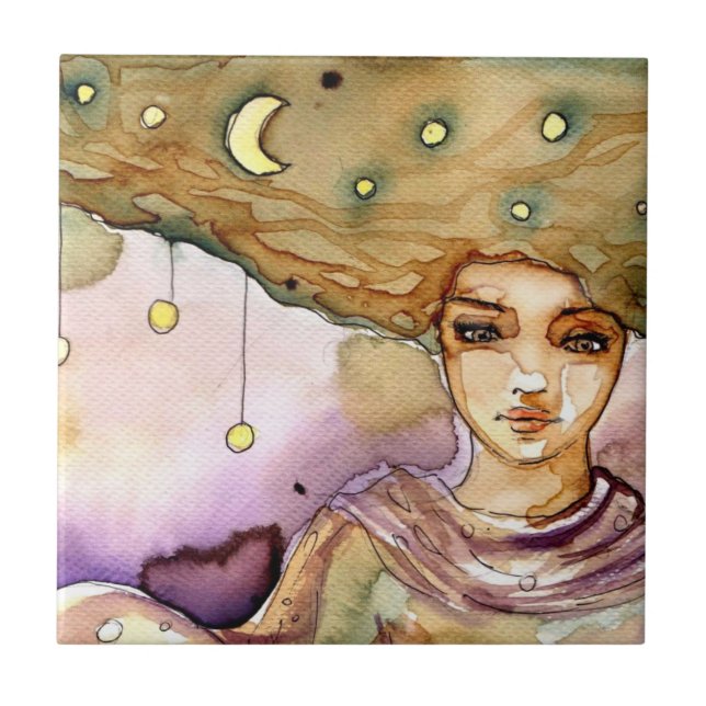 Retrato abstrato e mulher bonito (Frente)