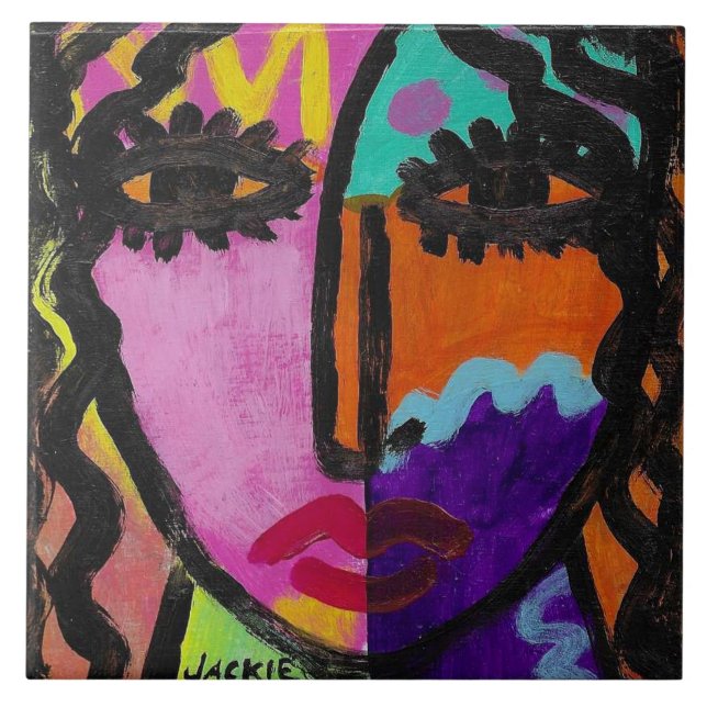 Retrato Abstrato Funky de uma Mulher (Frente)