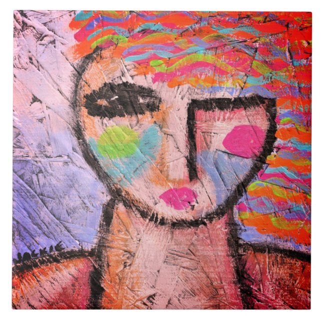 Retrato Abstrato original de uma mulher no Conselh (Frente)