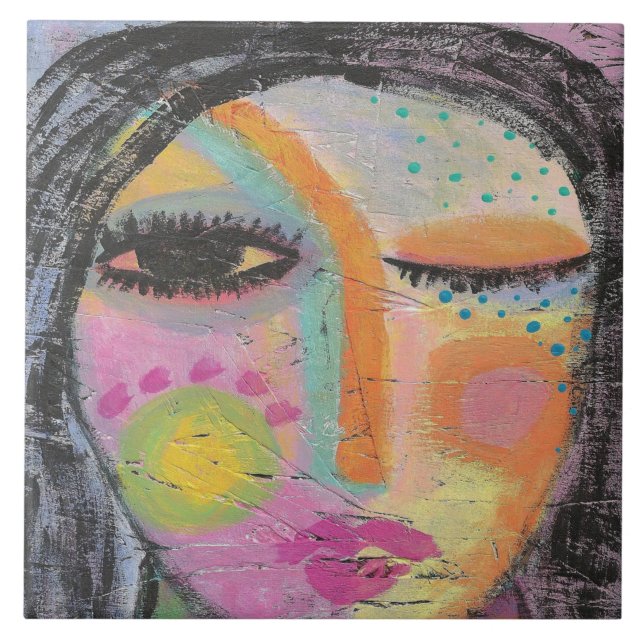Retrato Abstrato original de uma mulher no Conselh (Frente)