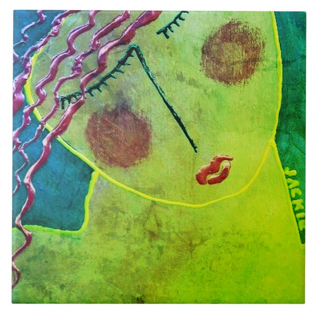 Retrato Abstrato único de uma cabeça vermelha (Frente)