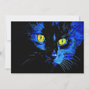 Retrato Artístico De Gato Negro Com Amarelo Em Gre
