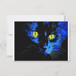 Retrato Artístico De Gato Negro Com Amarelo Em Gre