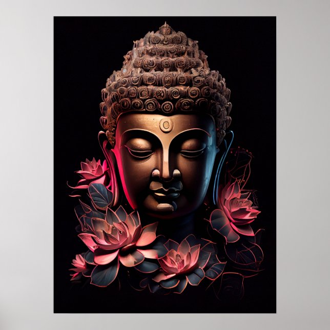Retrato Buda com Lotus | Art Poster (Frente)