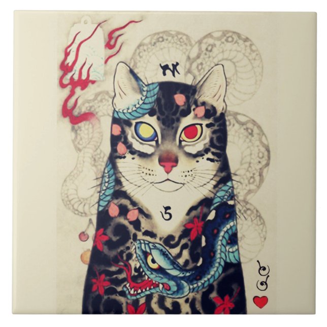 RETRATO CAT SAMURAI COM TATUAGENS GRAVES (Frente)