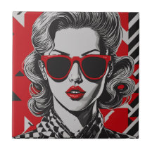 Retrato chic de pop art de uma mulher