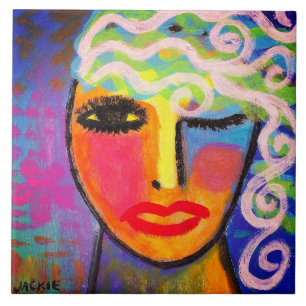 Retrato colorido Abstrato de uma mulher