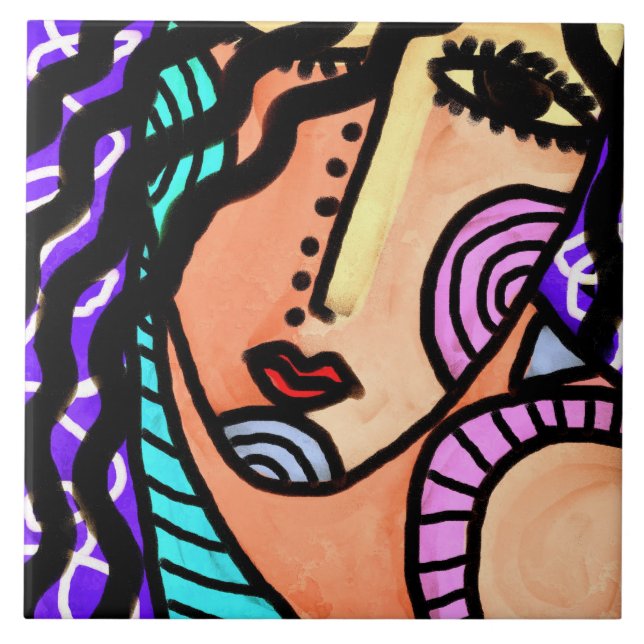 Retrato colorido Abstrato de uma mulher (Frente)