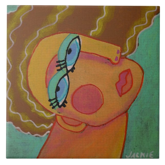 Retrato colorido Abstrato de uma mulher (Frente)