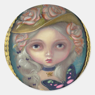 "Retrato com etiqueta de um chapéu florescido"