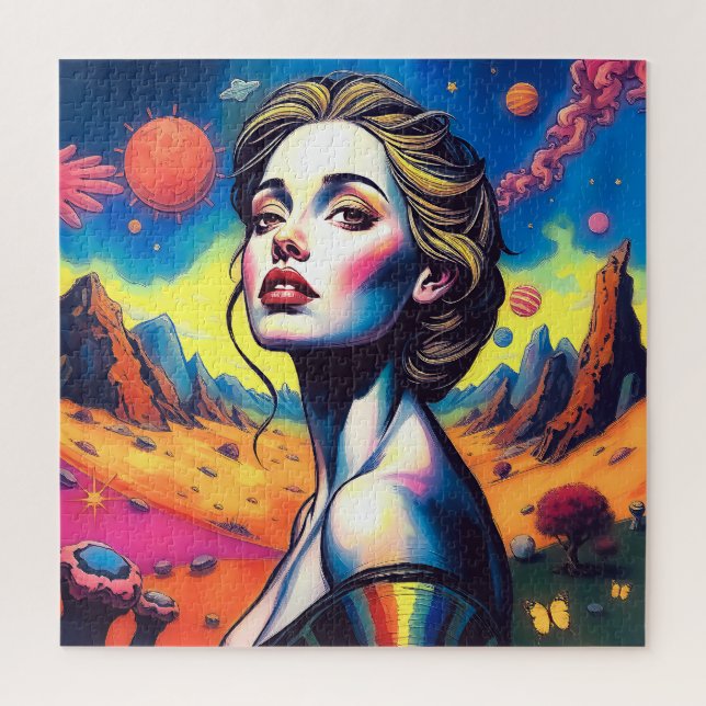 Retrato da Mulher Cosmica Surreal Quebra-cabeça (Vertical)