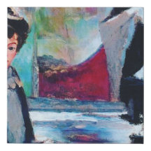 Retrato da Mulher Vintage com fundo de Abstrato