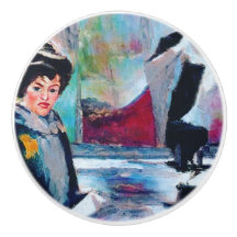 Retrato da Mulher Vintage com fundo de Abstrato