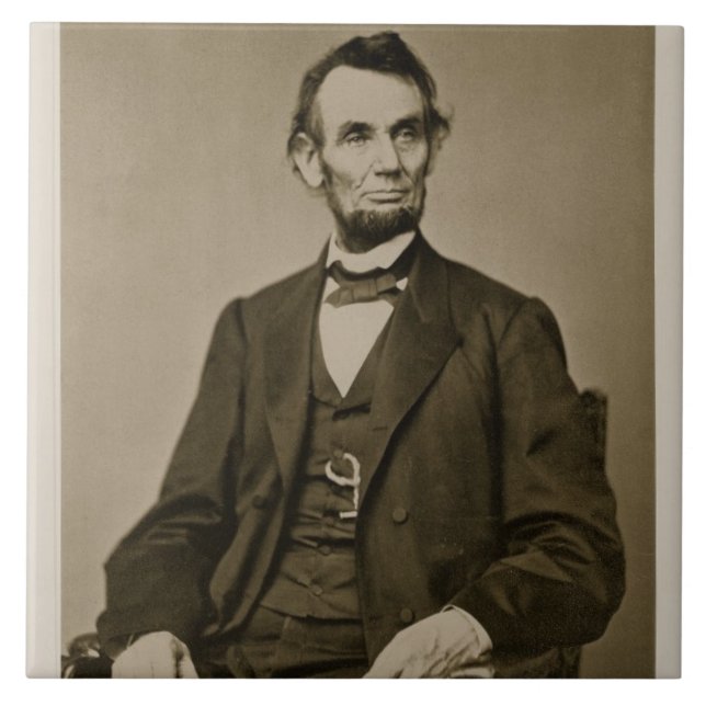 Retrato de Abraham Lincoln (1809-65) (foto de b/w) (Frente)