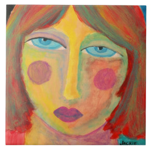 Retrato de Abstrato de cor-de-rosa de uma mulher v