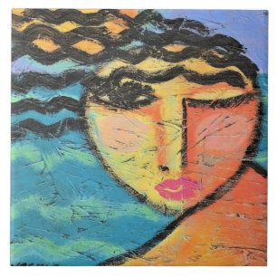 Retrato de Abstrato de praia de uma mulher no Cons