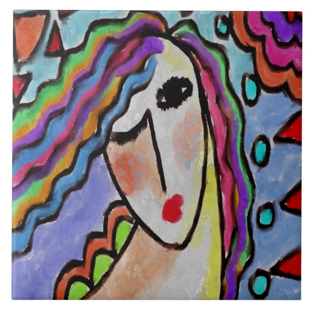 Retrato de Abstrato funky de uma mulher (Frente)