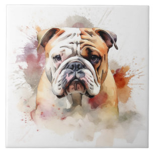 Retrato de Aquarela Inglês Bulldog