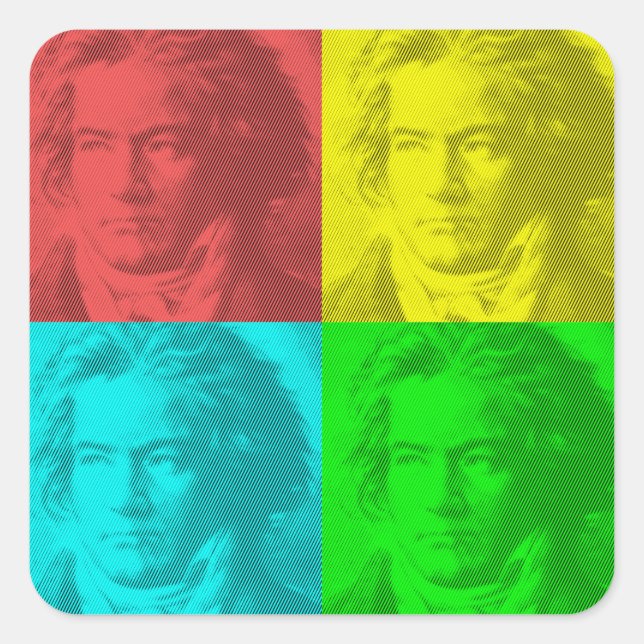 Retrato De Beethoven Em Adesivo Quadrado (Frente)