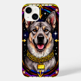 Retrato de Cachorro Bonito em Obra de Arte de Vidr