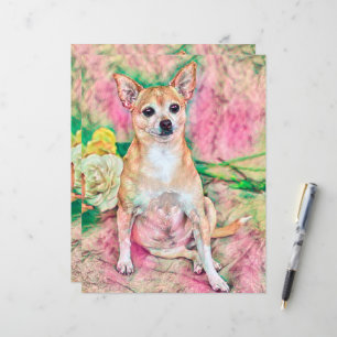 Retrato de Cachorro Verde Cor-de-Rosa Chinhuahua