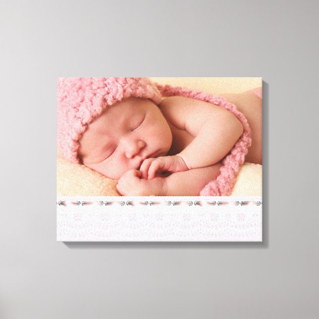 Retrato de Canvas de Eyelet Branco Rosa Lace Baby  (Frente)