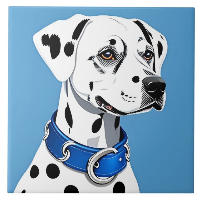 Retrato de Cão Dálmata com Coleira Azul (Frente)