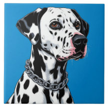 Retrato de Cão Dalmata Contra Fundo Azul