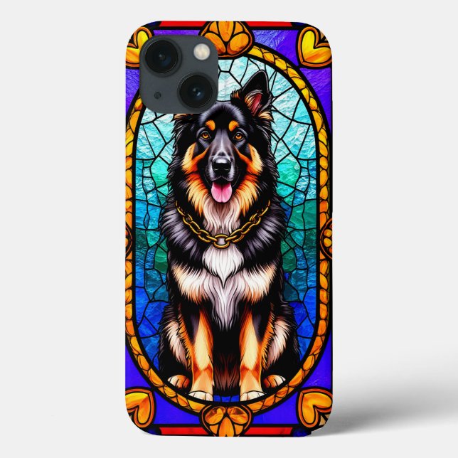 Retrato de cão em Trabalho de arte de vidro escond (Verso)