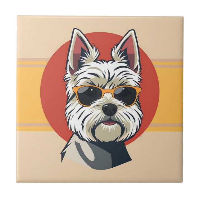 Retrato de Cão Maltês Moderno do Século Médio Negr (Frente)