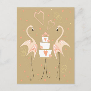 Retrato de cartão postal de casamento de flamingo