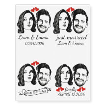Retrato de Casal Personalizado Casamento Recém-Cas