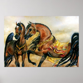 Retrato de Cavalo da Baía Arabe Poster