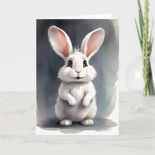 Retrato de Coelho Branco Adorável Cartão de Boas-V