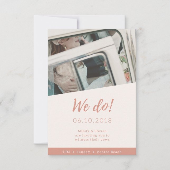 Retrato de Convite para Casamento de Praia de Foto (Frente)