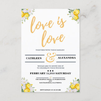 Retrato de Convite para Casamento Lésbica Floral